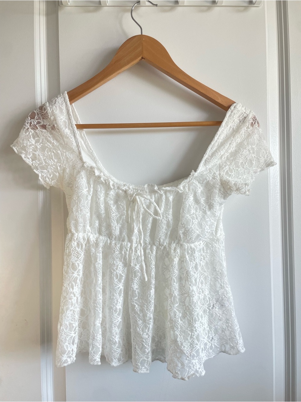 Ardene White Lace Ruffle Blouse